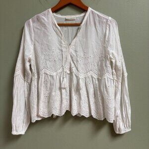 Ulla Johnson Womens Boho Tunic Top Size 2 Eyelet Lace Fairy Feminine Cottagecore
